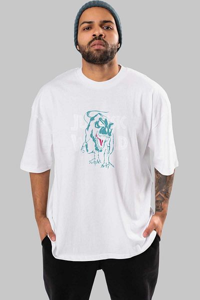 Ankhises Jurassic Park (1) Tricou alb supradimensionat pentru bărbați și femei - Gât crew