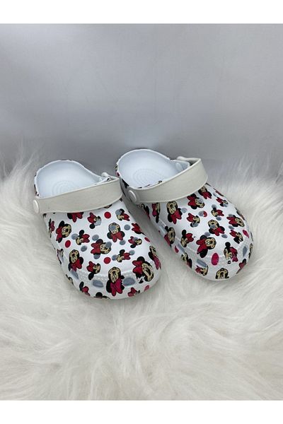 AkınalBellaa Akınalbella Girl's Mickeymouse White Slippers Sandals