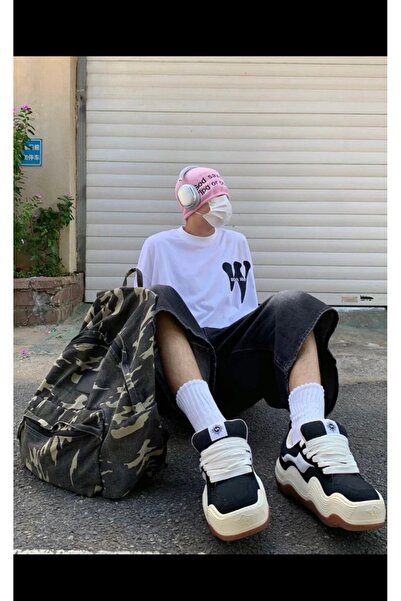 DENOKMODA SİYAH UNISEX RAHAT KALIP GENİŞ PAÇA KOT KAPRİ VİNTAGE ŞORT