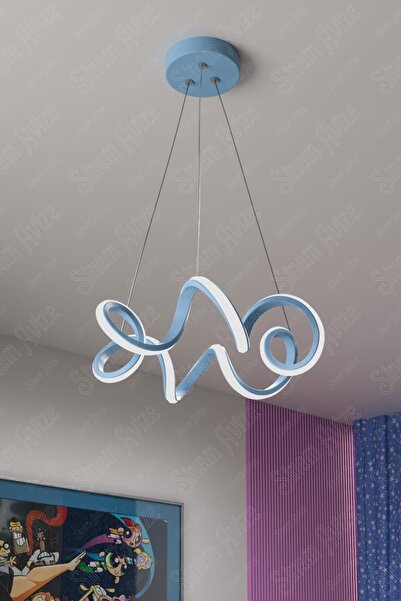 Sanctum TAYNA Mavi Modern Beyaz Ledli Avize Genç Çocuk Odası Avizesi