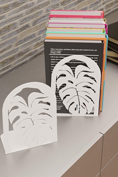 risingmaber Dekoratif Beyaz Yaprak Desenli Metal Kitap Tutucu Kitap Desteği (...