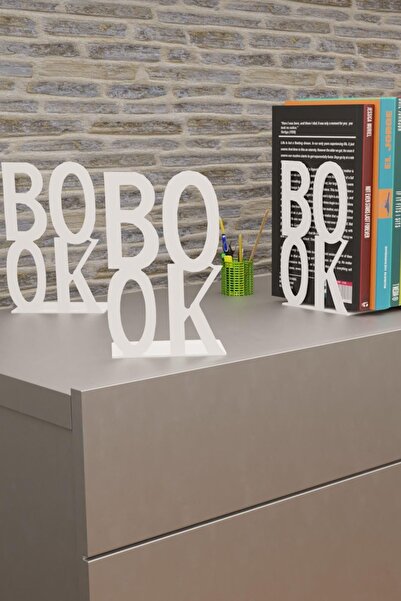 risingmaber Dekoratif Beyaz Book Yazı Tasarımlı Kitap Tutucu Desteği Metal Ki...