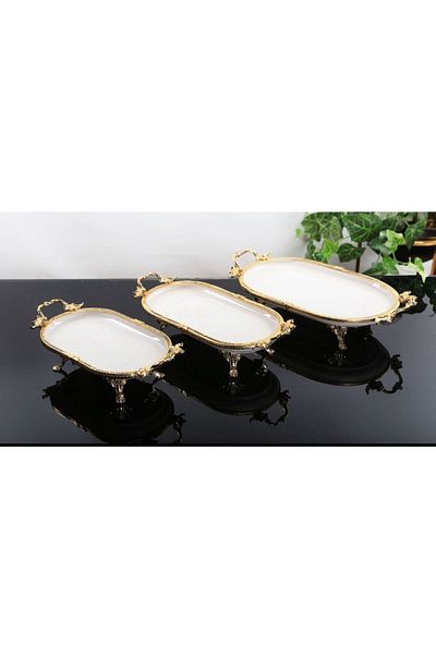 Santara EXCULİVE OVAL HANDLE 8 PIECES GOLD GORGEOUS PRESENTATION SET