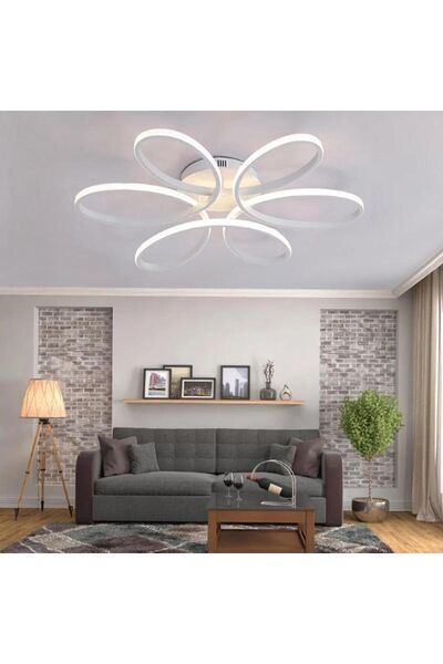 Sanctum Avize Izebela Beyaz Modern Plafonyer Ultra Beyaz Ledli Avize Çap 60cm
