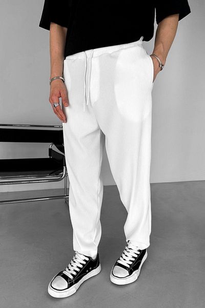 MADZEYMODA Ανδρικό τζόγκερ με λευκή ράβδο, με φαρδιά και χαλαρή εφαρμογή