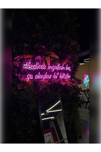 Neonyum DÜZELİCEZ İNŞALLAH BE NEON LED TABELA CAFE BAR MEKAN AYDINLATMA 80 X 30
