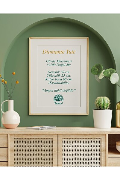 YUTEDEKOR Diamante Hasır Avize, Salon Avize, Yatak Odası Avize, Bohem Avize, Balkon Avize