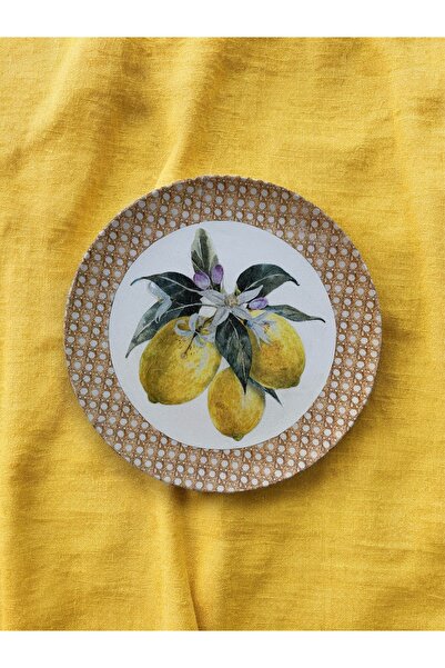 unique florya Limonlu Hazeran Doğal Rafya Bohem Rattan Duvar Tabağı Bahçe Bal...