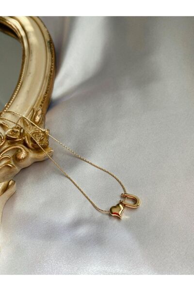 SWORDS CONCEPT Altın Kaplama Kalpli Ü Harfli Kolye