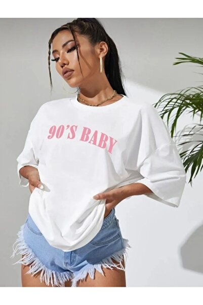 BETİLİNA Beyaz 90'S BABY Baskılı T-shirt