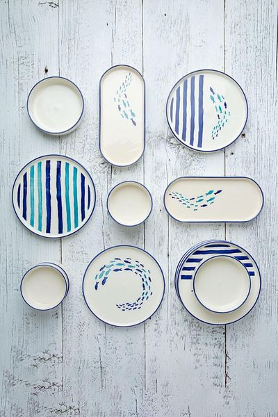 Kevin Seramik 14 Piece Marine Stackable Breakfast Set Your Tableways Are Colorful for Year