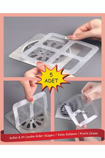 QURRY 9x9cm Bathroom Shower Drain - 5 Strainer, Hair and Lint Collector, Drain Cover