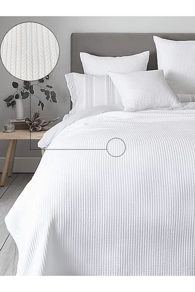 CAQQA Premium White Double Pique - 100% βαμβάκι, πλεκτό νήμα δαχτυλιδιού με σχέδια