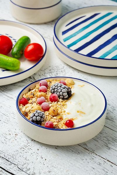 Kevin Seramik 14 Piece Marine Stackable Breakfast Set Your Tableways Are Colorful for Year