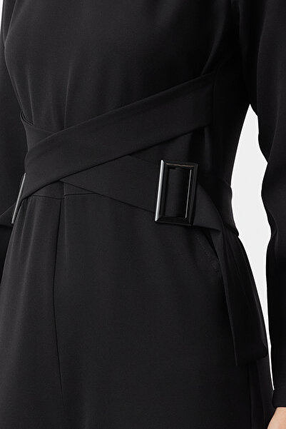 Trendyol Modest Μαύρη φόρμα με διπλό στήθος - Λεπτομέρειες αξεσουάρ, υφαντό TCTSS24TL00007