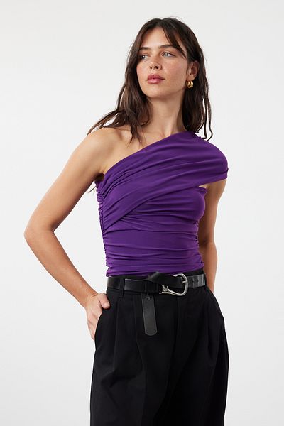 Trendyol Collection Flexible Purple Knitted Blouse - Single Shoulder Derapeli, TWOSS24BZ00214