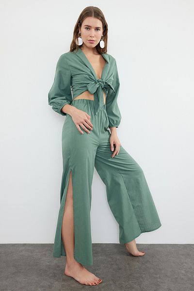 Trendyol Collection Hose aus 100 % gewebter Baumwolle, Modell TBESS21PL0493, Khaki