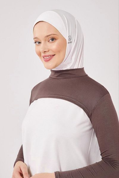 Melodi Scarf Καφέ Μανίκια με ζιβάγκο με λαιμόκοψη