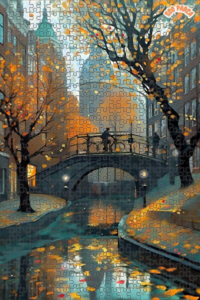 Teona Ahşap Sonbahar Simgesi Kanal Manzarası Çift Katlı Çerçeveli Asılabilir ...