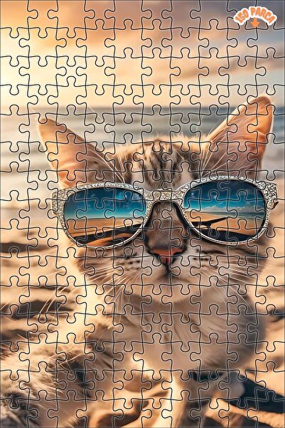 Teona Ahşap Güneşin Tadını Çıkaran Kedi Dekoratif Çift Katlı Çerçeveli Asılab...