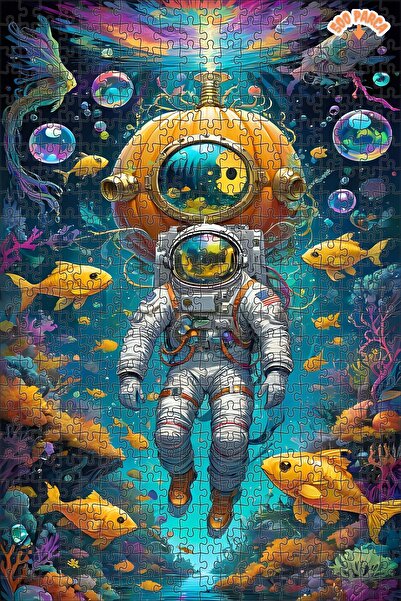 Teona Ahşap Sualtı Evren Yolcusu Dekoratif Çift Katlı Çerçeveli Asılabilir Ah...