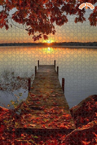 Teona Ahşap Sonbahar Gölü İskelesi Dekoratif Çift Katlı Çerçeveli Asılabilir ...