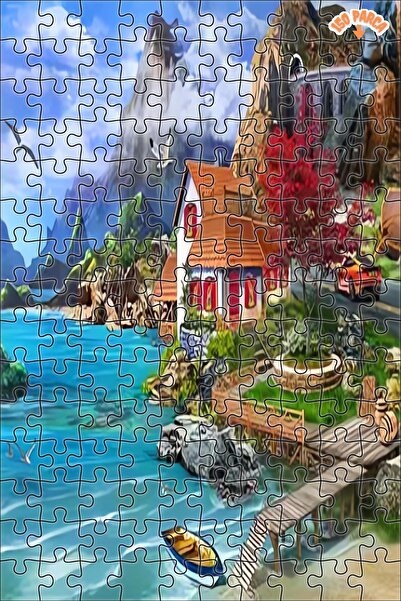 Teona Ahşap Sahil Köyü Sırları Dekoratif Çift Katlı Çerçeveli Asılabilir Ahşa...