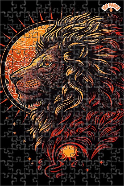 Teona Ahşap Güneşin Aslan Yüzü Dekoratif Çift Katlı Çerçeveli Asılabilir Ahşa...