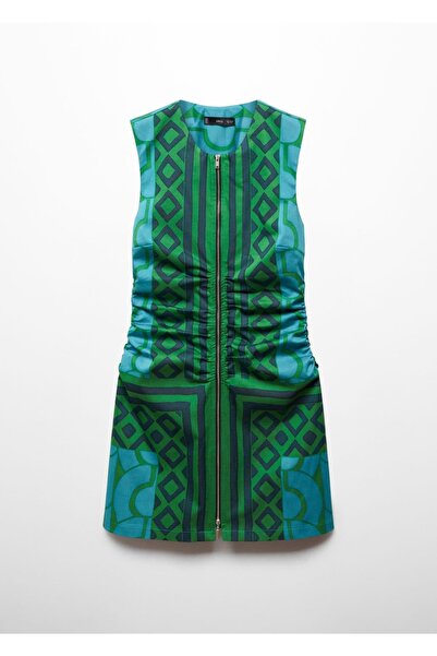 MANGO Woman Fermuarlı Desenli Elbise