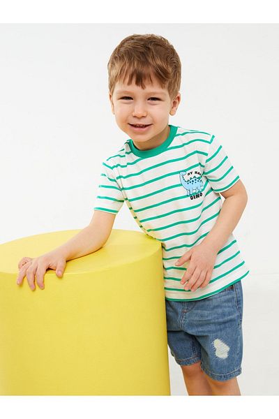 LC Waikiki Striped Crew Neck Short Sleeve T-Shirt for Baby Boy