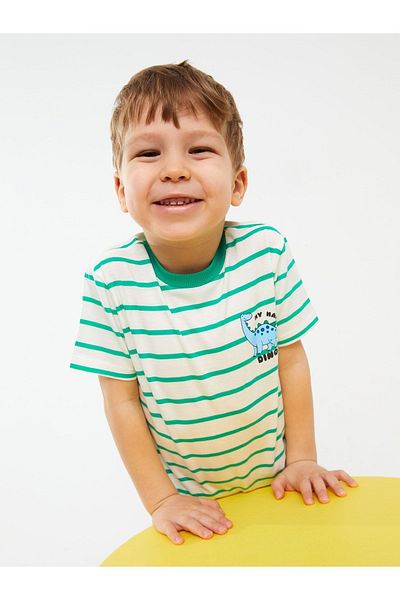 LC Waikiki Striped Crew Neck Short Sleeve T-Shirt for Baby Boy