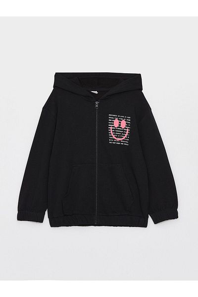 LC Waikiki Girl's Hooded Zippered Long Sleeve Sweatshirt