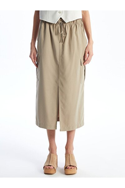 LC Waikiki Γυναικεία φούστα LCW μονόχρωμη γραμμή Α με ελαστική μέση