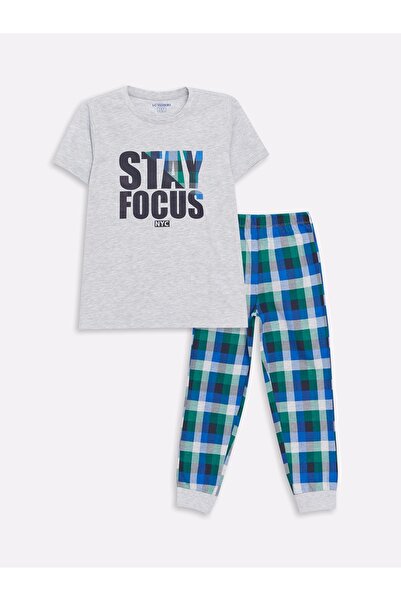 LC Waikiki Crew Neck Printed Short Sleeve Boy's Pajama Set