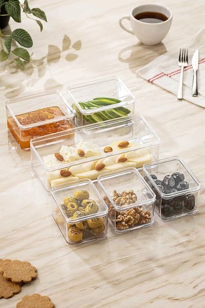 Open Home Concept Set of 6 Clear Breakfast Storage Containers