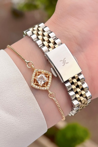 Daniel Klein Sarı Gri Renk Ayarlanabilir Kordonlu Kadın Kol Saati Ve Bileklik Dkgnct1184