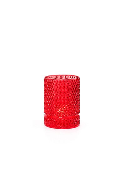 Missi Red Diamond Glass Vase/Candle Holder (14 cm)