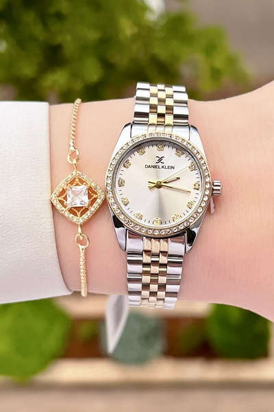 Daniel Klein Sarı Gri Renk Ayarlanabilir Kordonlu Kadın Kol Saati Ve Bileklik Dkgnct1184