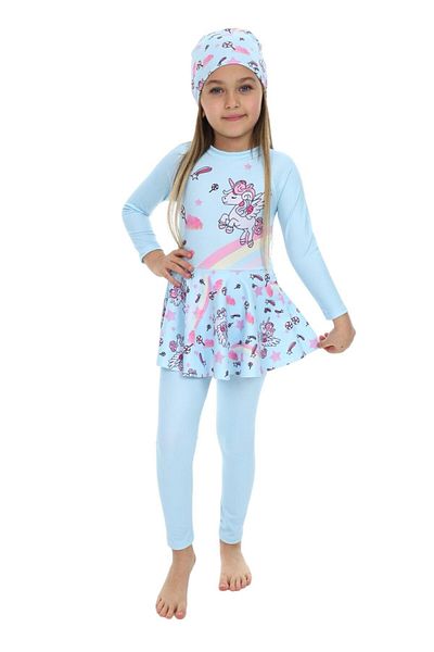 ÖYKÜ KİDS Stylish Girl's Swimsuit with Boneli Skirt Detail