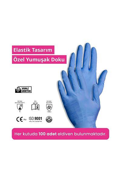 Reflex Flex Eldiven Blue Disposable Powder Free Gloves - Size S 100 Pcs