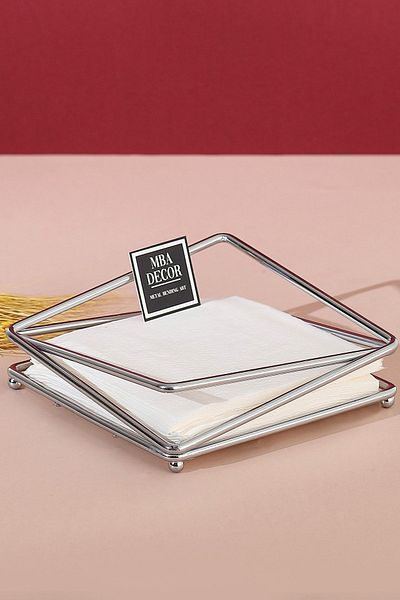 mba decor metal bending art Prism Model Silver Stainless Filled Iron Napkin Holder Presentation Kitchen Tableware 18x18