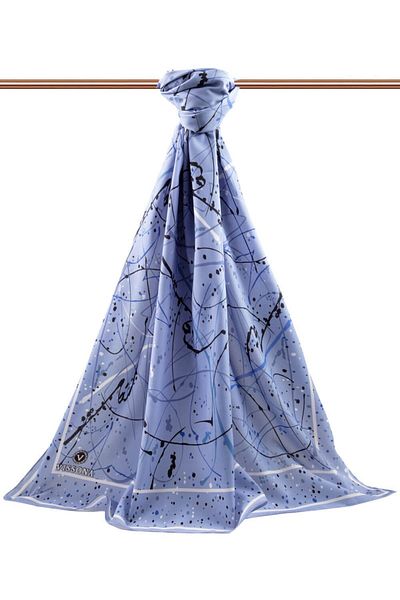 Vissona Γυναικείο πολυτελές μεταξωτό σάλι Medina Baby Blue
