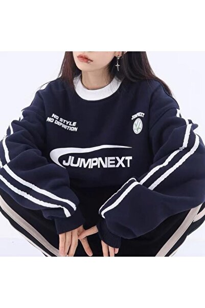 Köstebek Jumpnext Retro Navy Blue Unisex Sweatshirt - NEFİGO