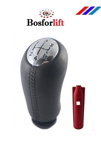 BOSFORLİFT Shiny Chrome Color Megane 2.3- Clio 3. 4- Scenic- Laguna- Symbol Leather Pattern Gear Shift Knob