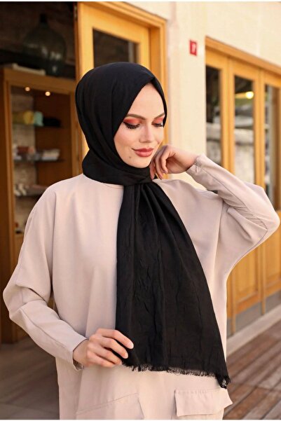 Mides scarf Bamboo Black Color Shawl-black
