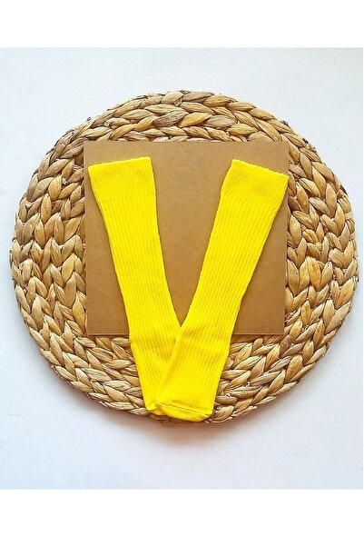 Asa Bebek Çocuk Kız Erkek Bebek Düz Fitilli Sarı Diz Altı Çorap Unisex Bebek ...