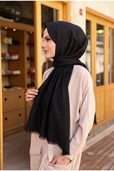 Mides scarf Bamboo Black Color Shawl-black