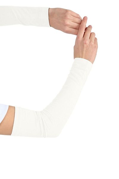 Ecardin Practical Hijab Combed Cotton Sleeves - Cream Plain Prayer Sleeves