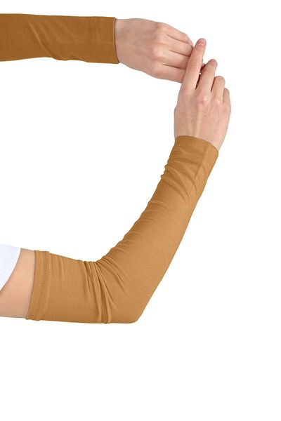Ecardin Practical Hijab Combed Cotton Sleeve - Plain Prayer Sleeve - Gold