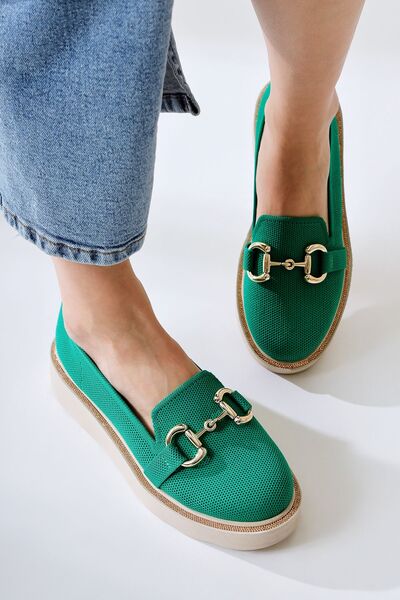 Limoya Pantofi casual cu cataramă din țesătură perforată verde Thien